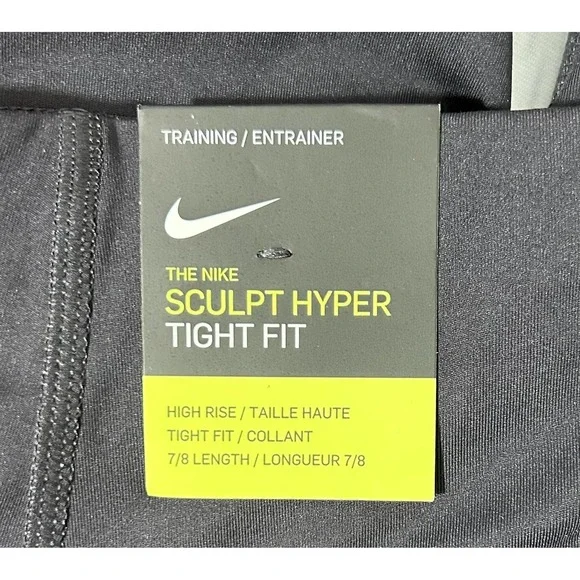 Nike Sculpt Hyper Leggings Womens XS Gray High Rise 7/8 Lace Up Dri-FIT Training - Picture 6 of 11